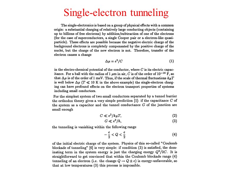 Single-electron tunneling